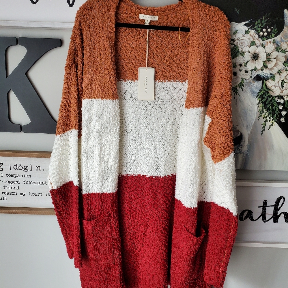 Color Block Popcorn Cardigan